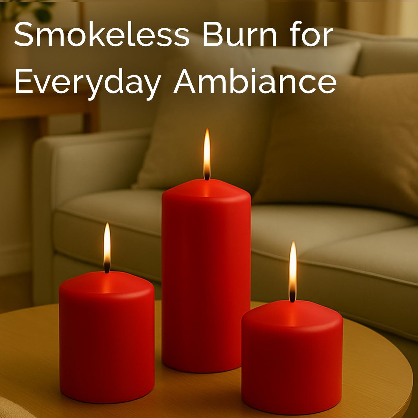Stonebriar Unscented Pillar Candles – 65 Hour Burn Time, Long-Lasting Wax Candles for Weddings, Holidays, Home Décor & Special Events, Pack of 6, Red, 3" x 6"