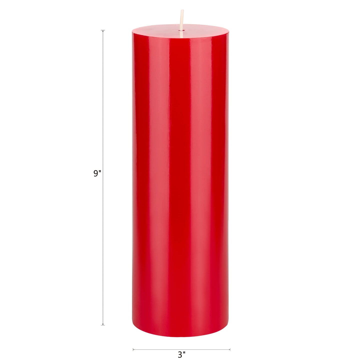 Mega Candles 1 pc Unscented Solid Red Pillar Candles, Hand Poured Premium Wax Candle 3 Inch x 9 Inch, Home Décor, Spas, Weddings, Occasions, Party, Centerpieces, Holidays, Vigils, Prayers