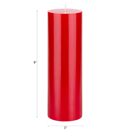 Mega Candles 1 pc Unscented Solid Red Pillar Candles, Hand Poured Premium Wax Candle 3 Inch x 9 Inch, Home Décor, Spas, Weddings, Occasions, Party, Centerpieces, Holidays, Vigils, Prayers