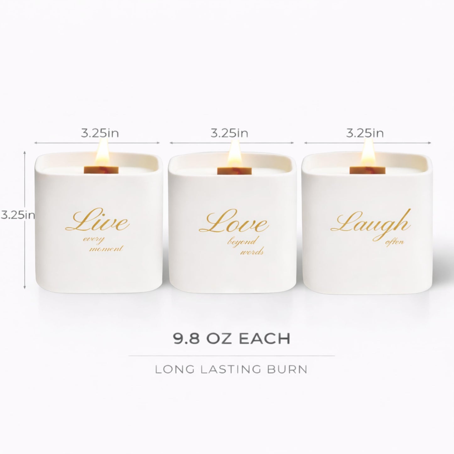 Set of 3 Premium Scented Soy Candles Gift Set | One Life Collection - Orange Blossom, White Tea & White Bloom | Crackling Wood Wick | Luxury Candle Set for Relaxation, Home Décor & Gifts | 9.8oz Each