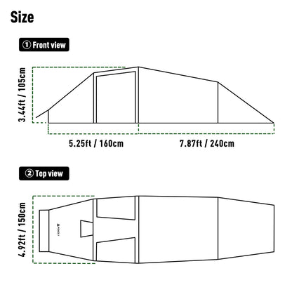 POMOLY Tunnel Tent for 1-2P Camping, Locomotive 2 Chimney Tent for 4 Season Hiking, Backpacking, Hunting (Without a Ground Sheet)
