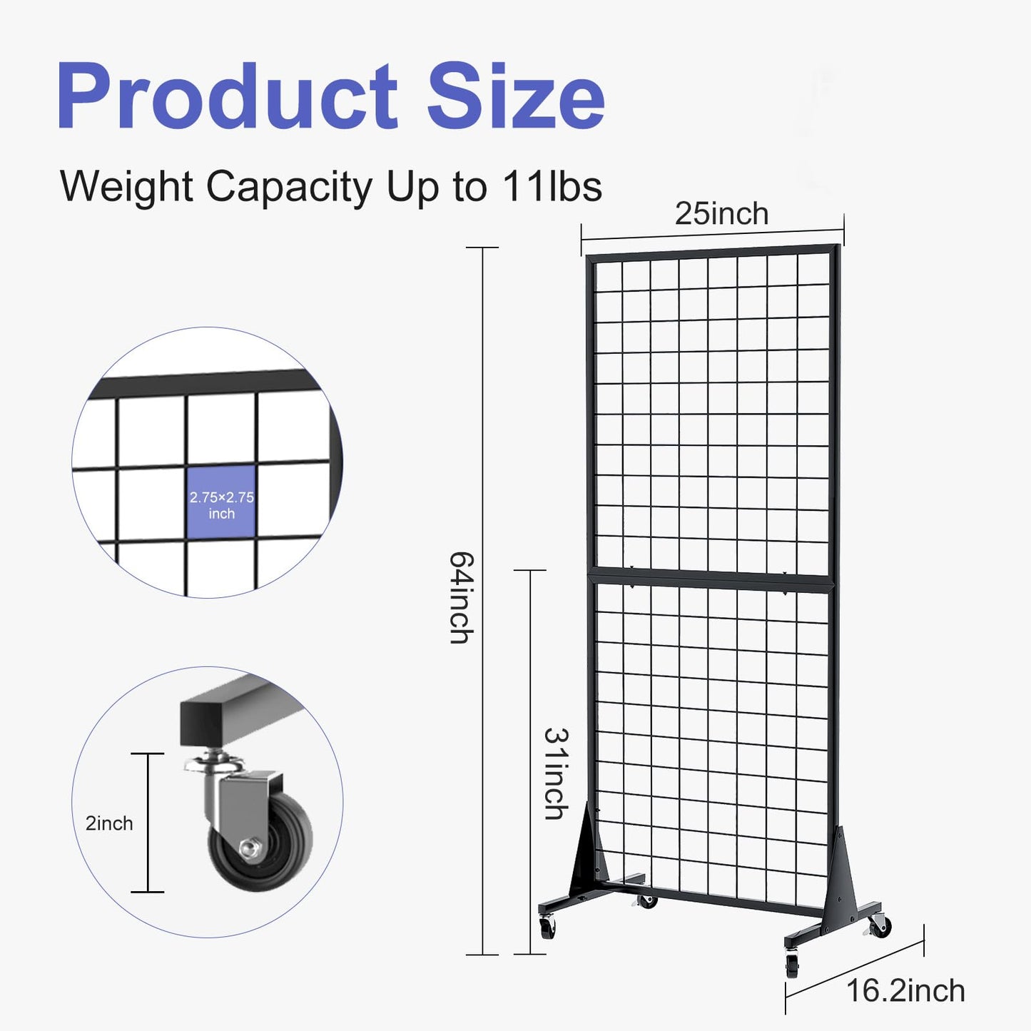 DEYEGELEA 3-Pack 2'x5.5' Ft Gridwall Panel Display Stands Heavy Duty Floor Standing Retail Display Rack with Triangle Base for Retail Art Show with 20 Hooks