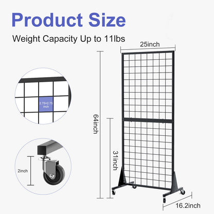 DEYEGELEA 3-Pack 2'x5.5' Ft Gridwall Panel Display Stands Heavy Duty Floor Standing Retail Display Rack with Triangle Base for Retail Art Show with 20 Hooks