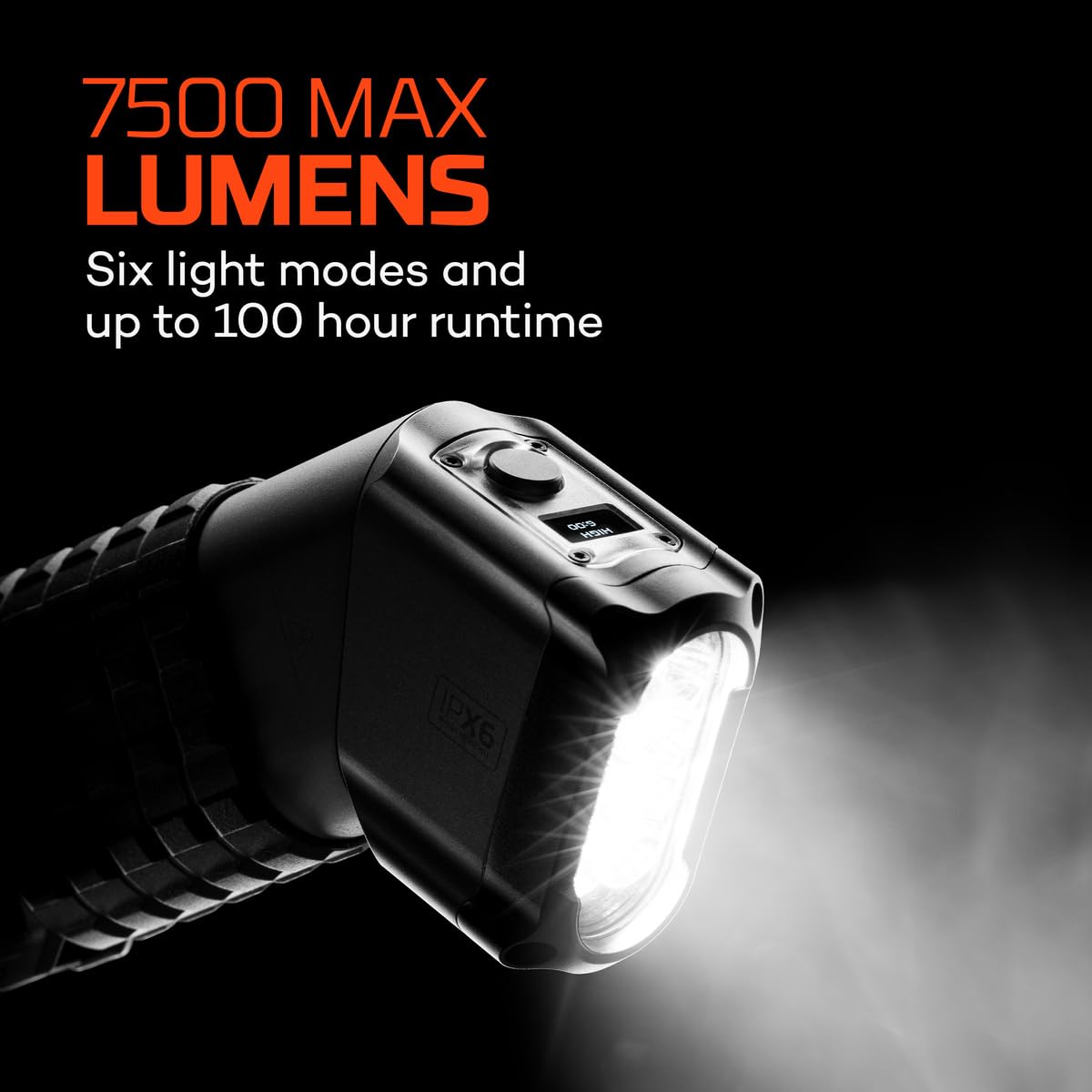 NEBO Paradigm Spotlight | Rechargeable 7500 Lumens Flashlight, Powerful Magnetic Base, Digital Display, Ergonomic Angled Grip, IPX6 Water-Resistant, Removable Belt Clip