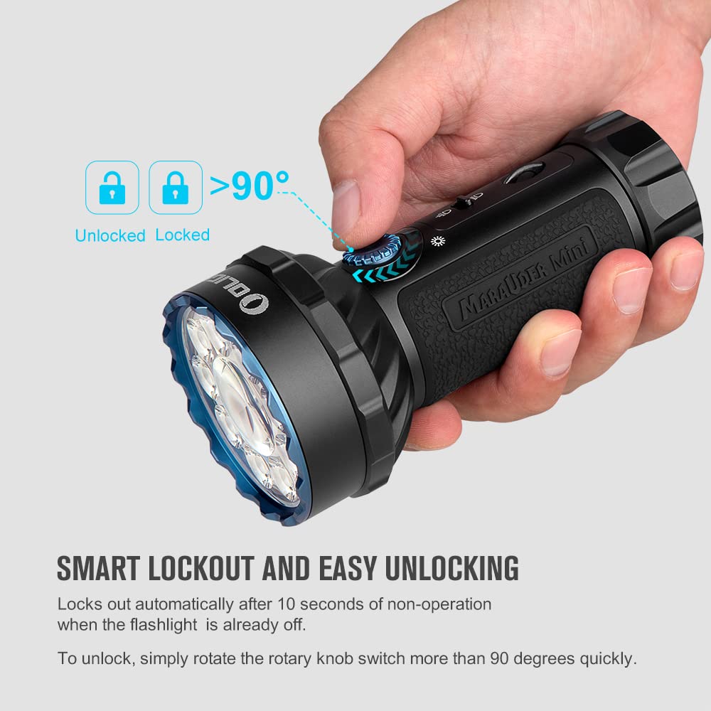 OLIGHT Marauder Mini 7,000 Lumens Bright Flashlight with 600 Meters Beam Distance, Powerful RGB Lights, Magnetic Rechargeable for Outdoors Work, Hunting, and Searching(Black)