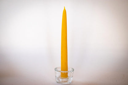 100% Pure Beeswax Taper Candles - All-Natural Handmade Decorative & Dipped Smokeless Unscented Candles for Christmas, Advent, and Hanukkah, Yellow, 8.5 Inches, 12 Candle Set, by BeeTheLight
