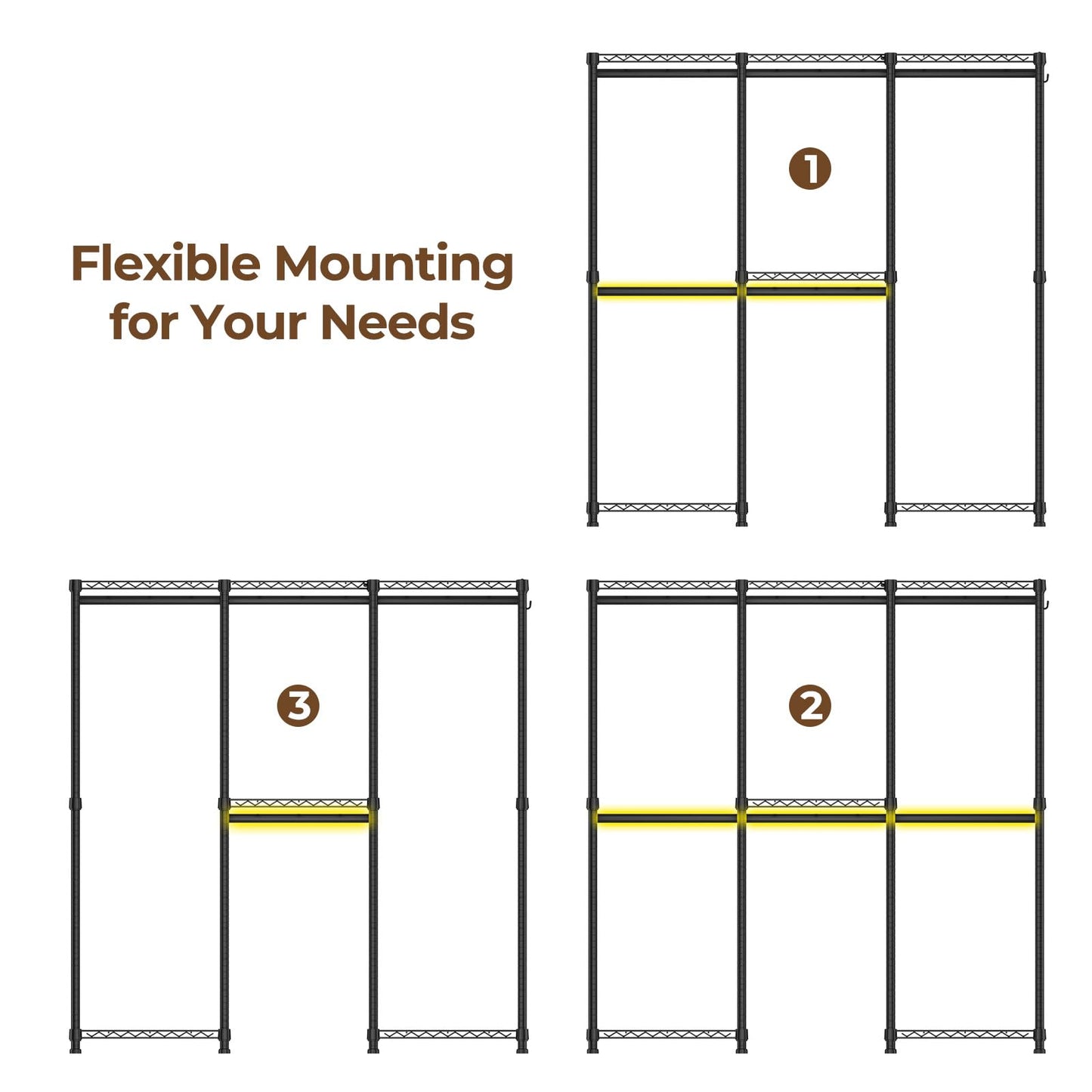 HYSEYY Portable Closet Heavy Duty Clothes Rack, Freestanding Clothing Racks for Hanging Clothes, Adjustable Garment Wardrobe Rack with 4 Hang Rods & Shelves ,73.6" L x 17.3" W x 76.4" H, Black