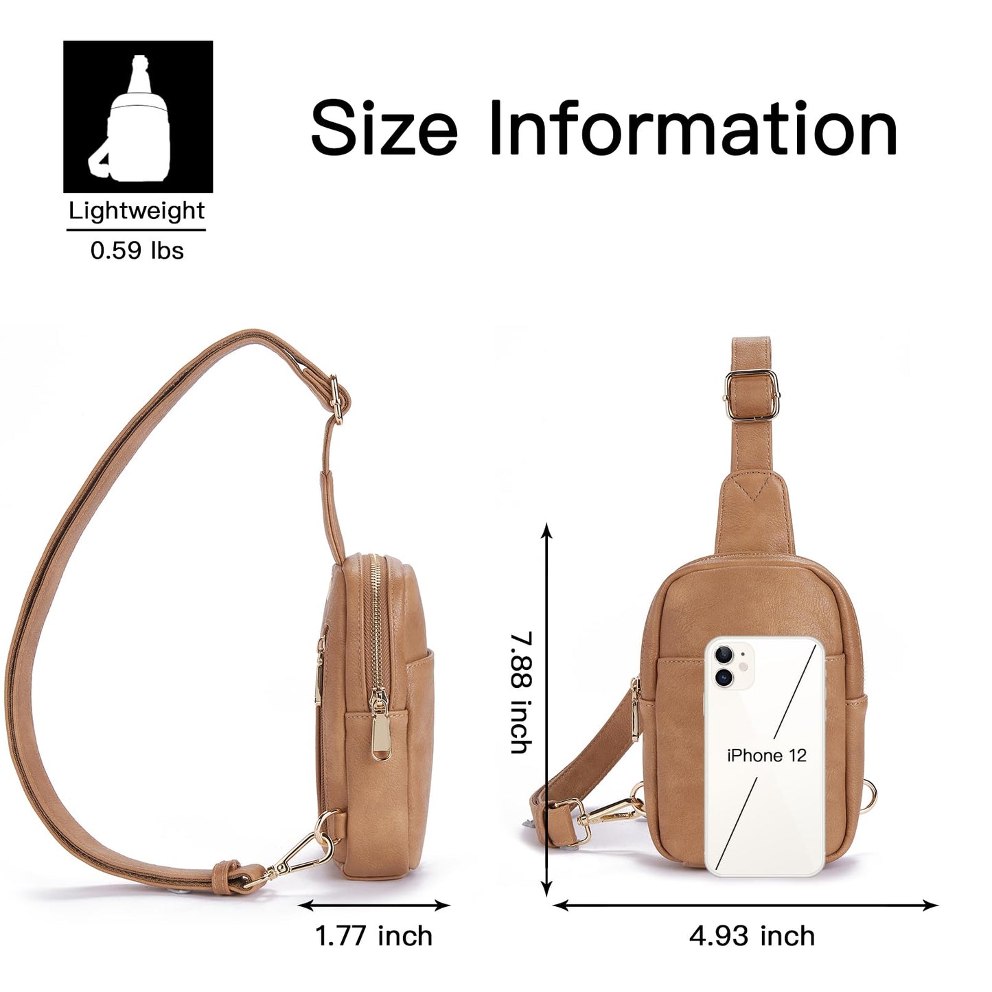 Telena Small Sling Bag for Women Leather Crossbody Fanny Packs Chest Bag for Women