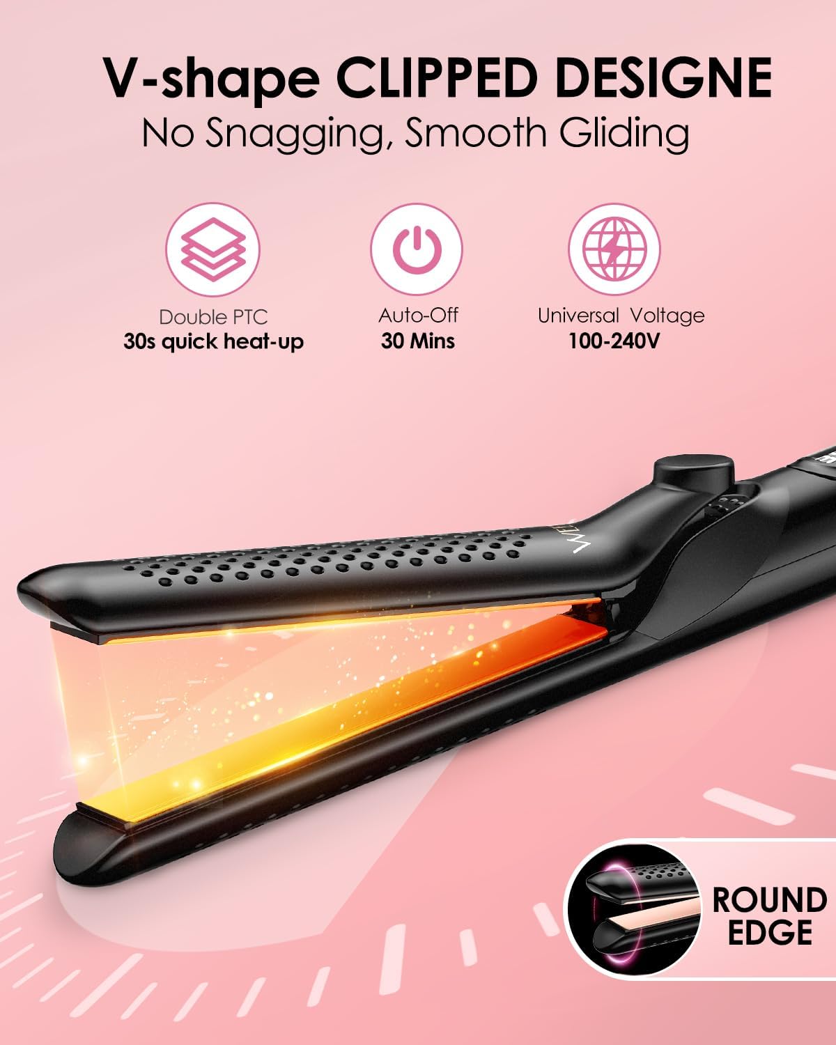 Airflow Styler Curling Iron 1 Inch Extral Long Plate, Dual Voltage Hair Straightener and Curler 2 in 1 for All Hair,Travel Flat Iron Hair Curler Ceramic