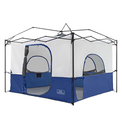 KAMPKEEPER Camping Inner Tent for Pop Up Canopy, Converts 10'x10' Straight Leg Canopy into Camping Tent–Fully Vented Roof(Top & Frame NOT Included) (Navy Blue, with Dog Hole)