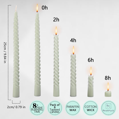 4 Pack Spiral Gradient Taper Candles – Long Pole Unscented Candles, Smokeless & Dripless, Gift Boxed for Wedding, Christmas, Table or Mantle Decor (Blue)