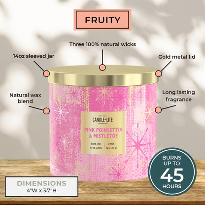 Candle-lite Holiday Scented Candles, Red Apple and Zesty Orange, 14 oz 3-Wick Jar Candle, Proudly Poured in The USA, Christmas Home Decor Candle, 45 Hours of Burn Time, Holiday Gift for Men and Women