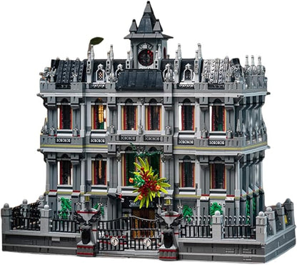 Lunatic Asylum City Modular Building Bricks Set with LEDMOC Street View Architecture 3 Levels Insane Asylum Hospital Modular Buildings Construction Sets Ideas Gifts for Adults(7537 Pcs)