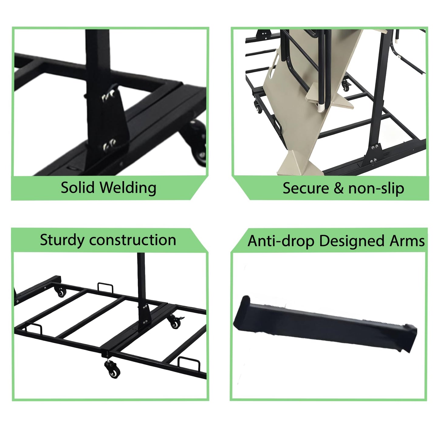 Folding Chair Rack with Wheels,Heavy Duty 1000 Lbs Metrixpio Capacity Movable Storage Chair Dolly for Wedding, Office, School & Camping