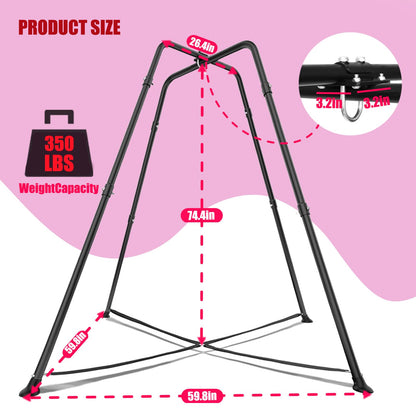 Swing Stand Frame with Sensory Pod Swings and Chair,X-Shaped Swing Set,Heavy-Duty Metal Hammock Chair Stand, Indoor Outdoor 330LBS(Pink)