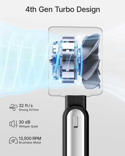 Skiennix Portable Handheld Turbo Fan - 5-Speed Rechargeable Mini Personal Fan | 4000mAh Battery, Ideal for Travel & Beach (Black)
