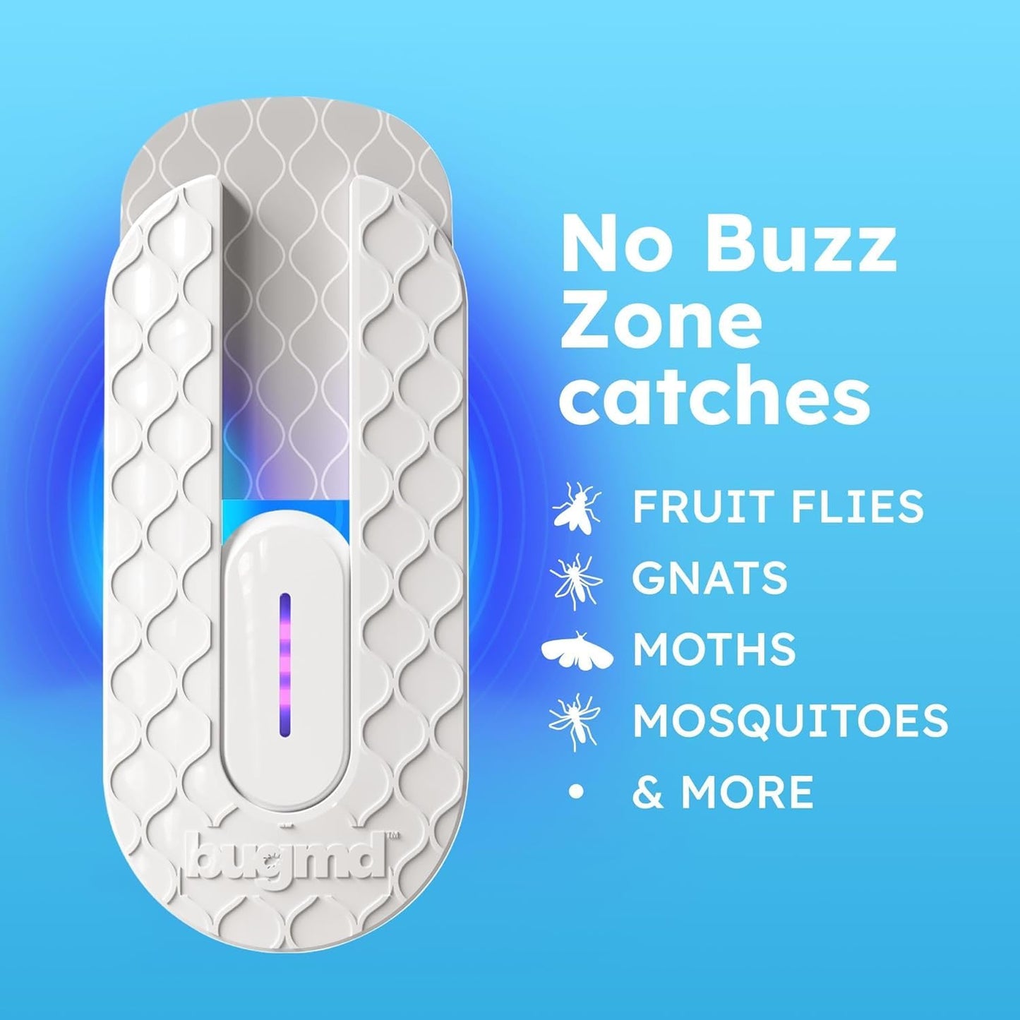 BugMD No Buzz Zone Fruit Fly Traps for Indoors with Honey Scent Bait & UV Light – Gnat Traps for House Indoor, Plug in Fly Trap Indoor, Bug Zapper Alternative, Mosquito Trap for Home (6-Pack)