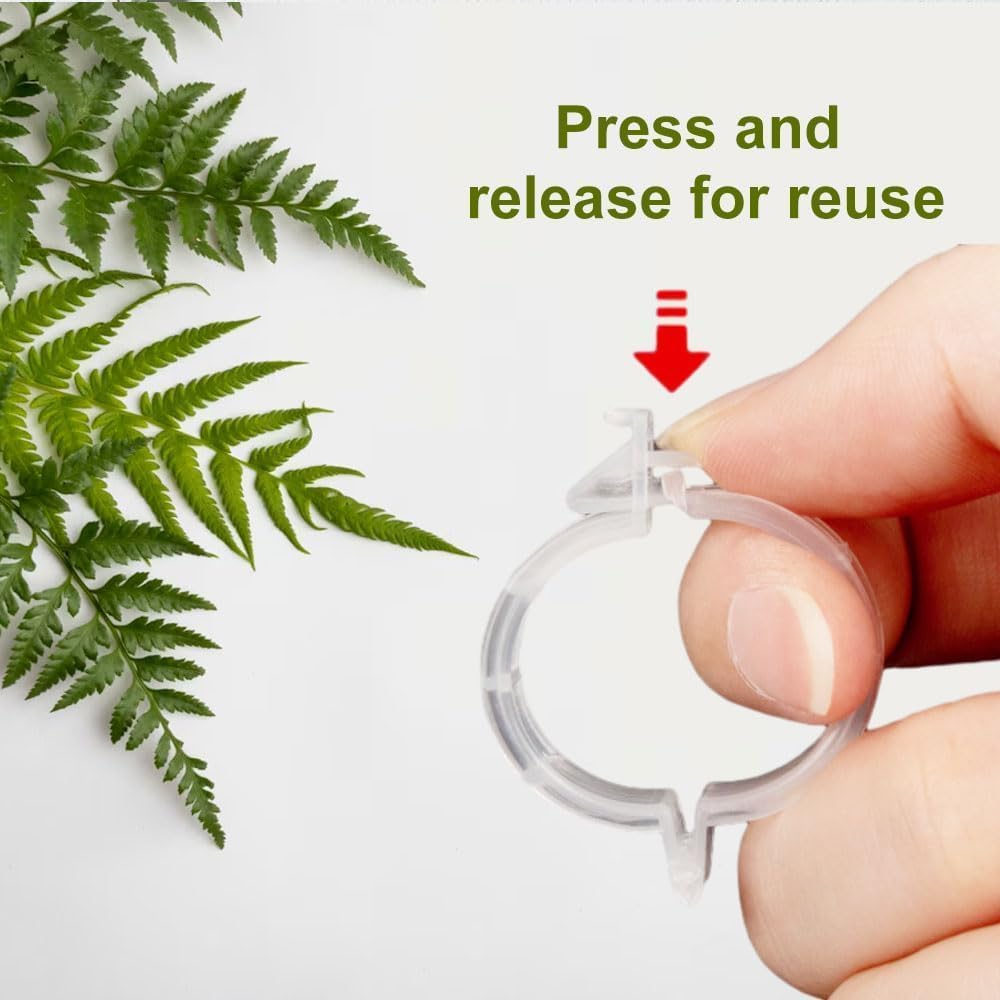 Plant Support Clips - Reusable Tomato Clips for Trellis | 50 Green Plastic Garden Clips for Indoor & Outdoor Use