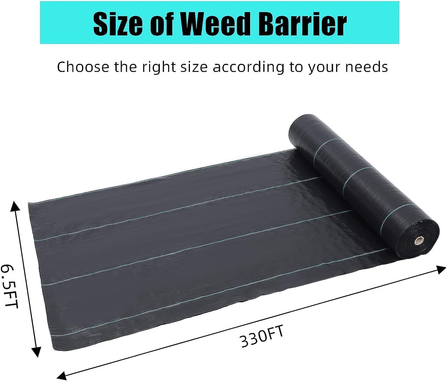 Premium Weed Barrier Landscape Fabric 6.5x330ft- Heavy Duty 3.2oz - Weed Control Fabric with High Permeability - Ideal for Flower Beds and Driveways - Ground Cover