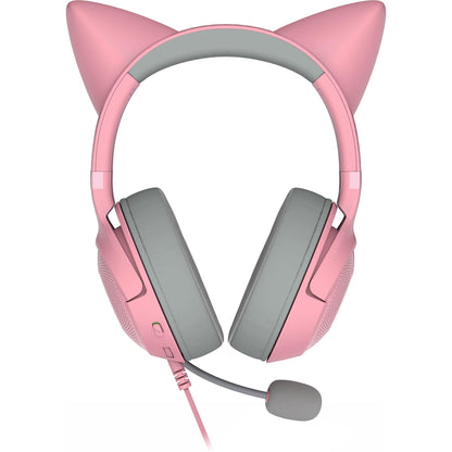 Razer Kraken Kitty V2 USB Wired Headset: Chroma RGB Kitty Ears - Stream Reactive Lighting - HyperClear Cardioid Mic - 40 mm Drivers - 7.1 Surround Sound - Comfortable Ear Cushions - Quartz Pink