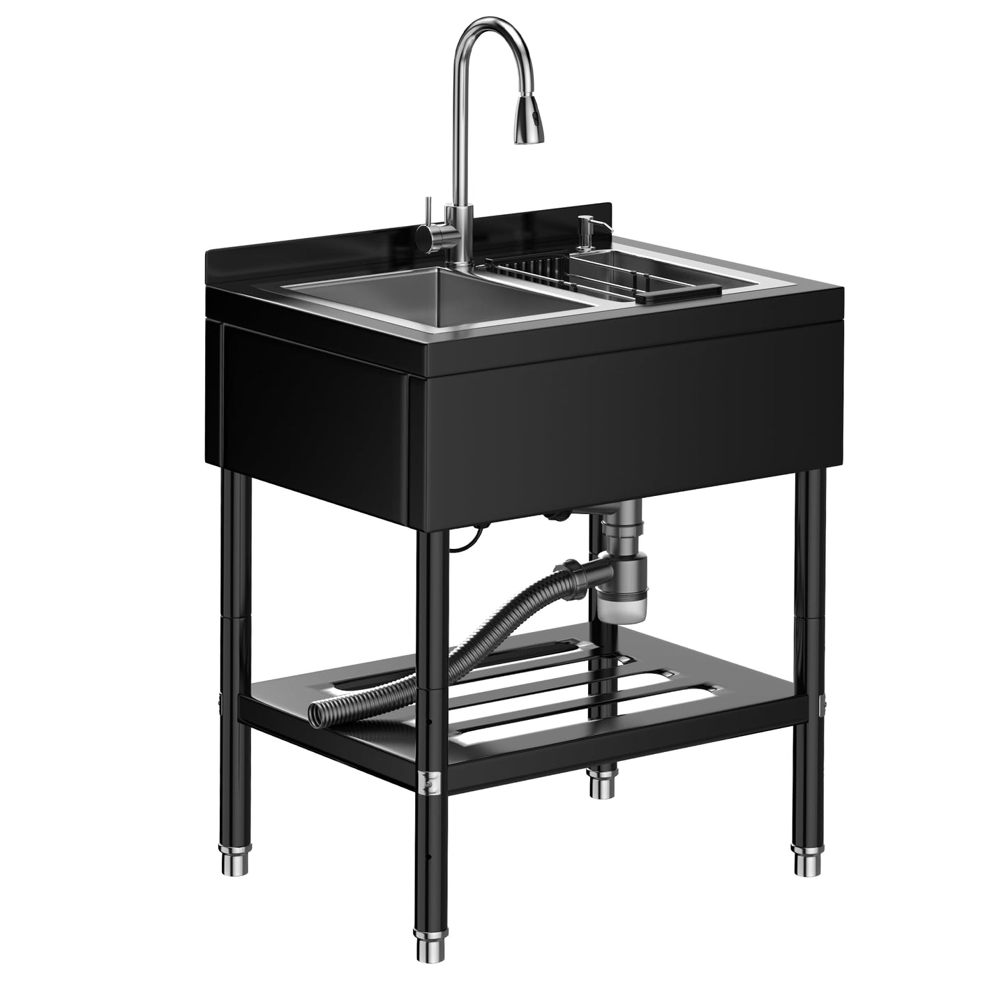 Freestanding Laundry Utility Sink, 31.1" × 22" × 37.8" Utility Sink with Washboard Set with Bracket and Drain Kit for Workshop, Laundry Room, Shop, Man Cave Outdoor and Indoor