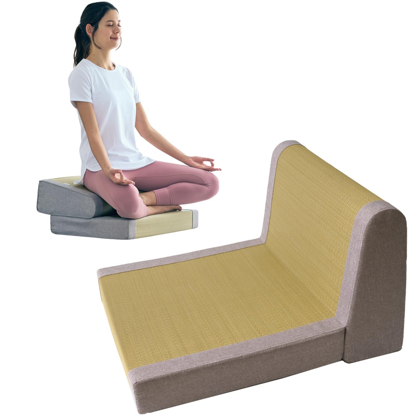 BJDesign Foldable Igusa Tatami Floor Chair - Zen Meditation Cushion and Seat, Dual-Purpose, Eco-Friendly, Handmade with Natural Materials, Easy to Store - Versatile Seating for Adults and Kids