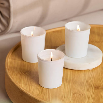 Simply Soson Votive Candles Bulk, 24 Filled White Votive Candle Holder, 10 Hours Burn time, Small Bulk Candles, Unscented Candle, Candle Votives for Wedding, Holiday