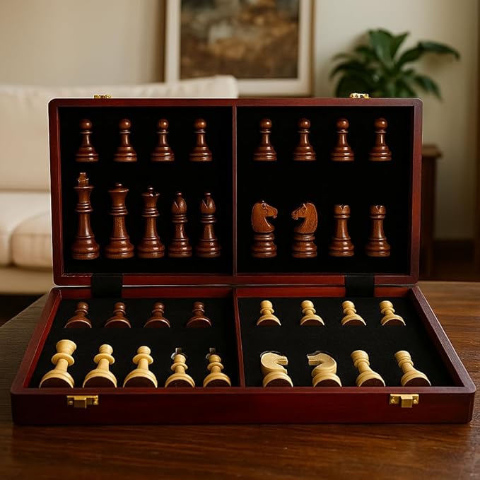 20 Extra Large Solid Walnut Wooden Chess Set with 2 Extra Queen Pieces - King Height 4.25''