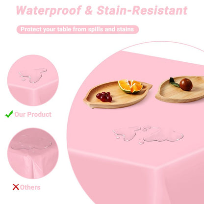4 PCS Plastic Table Cloth Disposable, 54 x 108 Inches Pink Tablecloth, Plastic Table Cover Rectangle Tablecloth for Baby Shower Decorations and Wedding Party, Tablecloths of Leakproof Home Essentials