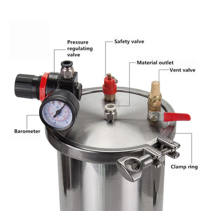 iDili 304 Stainless Steel Pressure Tank, 1-15L Optional Fluid Dispensing Container with Safety Valve & Gauge for Glue, Chemical, Storage & Transfer (1L)