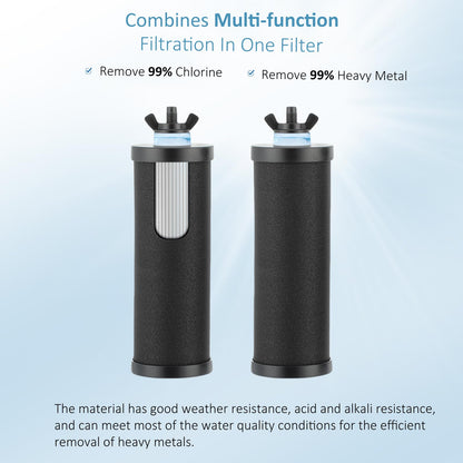 2.25G Ultra-Filtration Gravity Water Filter System-304 Stainless Steel Countertop System with Handle,2 Shut-Off Valves,4 Cups+Holders,2 Carbon Filters and Stand,NSF/ANSI 42 Certification