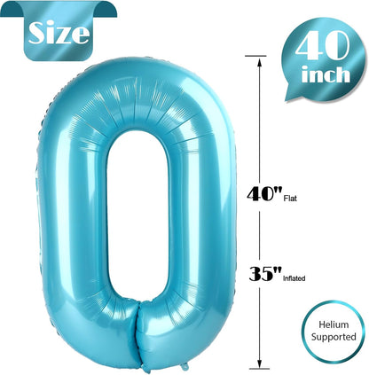 Pearlescent Blue Number Balloon - 40 Inch 0 Balloon for Birthday Decorations | Perfect Party Supplies