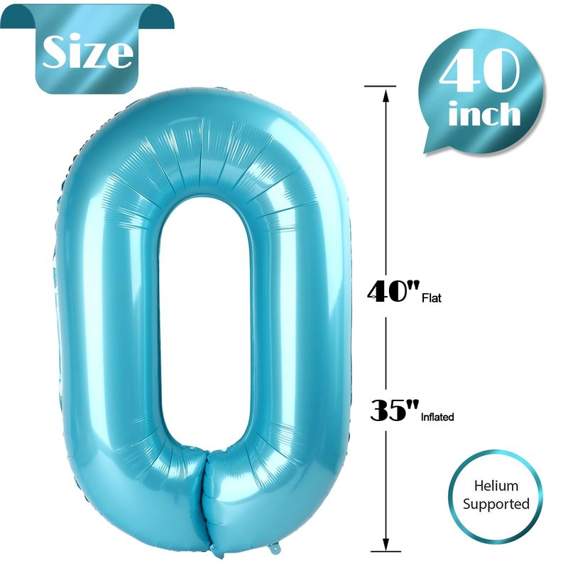 Pearlescent Blue Number 28 Balloon 40 inch, 28 Number Balloons, 28th Birthday Decorations, 28 Year Old Women Men Pearlescent Blue Party Supplies