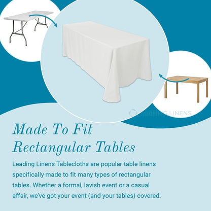 Leading Linens 2 pcs 60 x 126 Inch Rectangle Ivory Polyester Tablecloth
