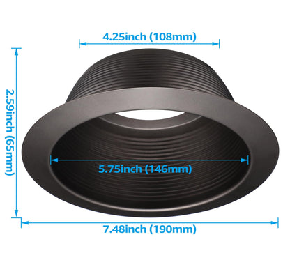 TORCHSTAR 6 Inch Integrated Can Light Trim, Oil Rubbed Bronze, Full Metal, Model 33139, for 6in Cans, Pack of 6