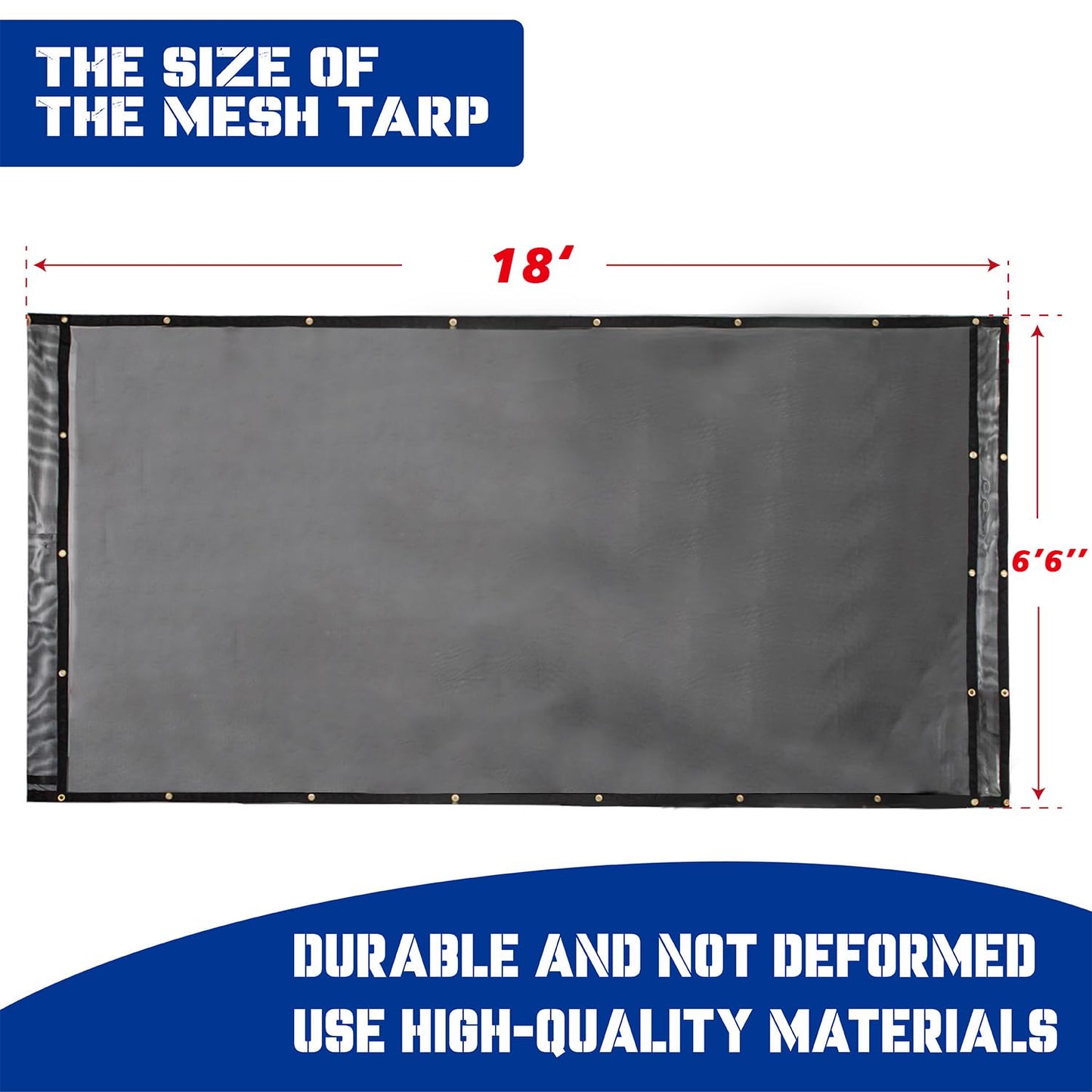 Heavy-Duty Dump Truck Tarp Kit, with Rear Anti-Sail Bow Set(with Tarp) (6'6" x18'Tarp (DTR KIT))