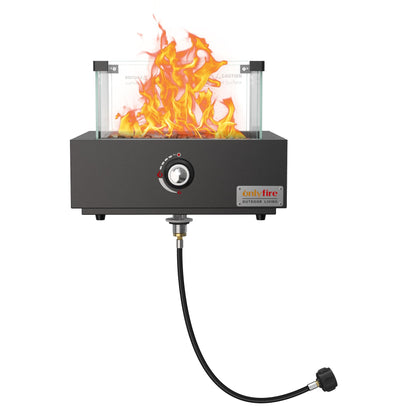 ONLYFIRE OUTDOOR LIVING Portable Propane Gas Fire Pit Bottom-Mounted for Table with Umbrella Hole, Tabletop Smokeless Firepit with Wind Guard for Patio Camping RV Tailgating, 23000BTU, Square FP041