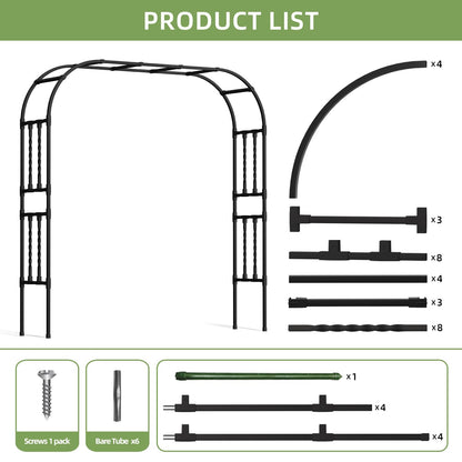 6.9x7.9FT Square Tube Garden Arbor Trellis,Unique Design Metal Arch for Climbing Plants Outdoor,Large Wedding Arch for Ceremony,Lawn Patio Backyard Decoration
