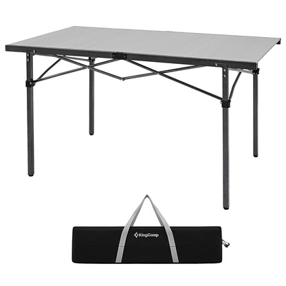 KingCamp Aluminum Camping Table Foldable, Large 53.5" Roll Up Camp Table Folding Seamless Tabletop Heavy Duty Duck Hunting Camping Tables Metal Portable Outdoor Collapsible for RV BBQ Picnic Hunting