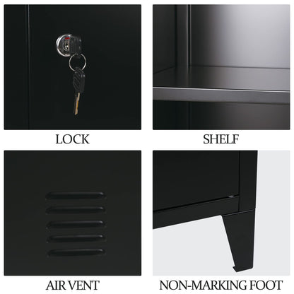 MIOCASA Metal Cabinet Home Office Storage Cabinets with Doors and Shelves Lockable File Cabinet Organizer Coat Lockers for Kids