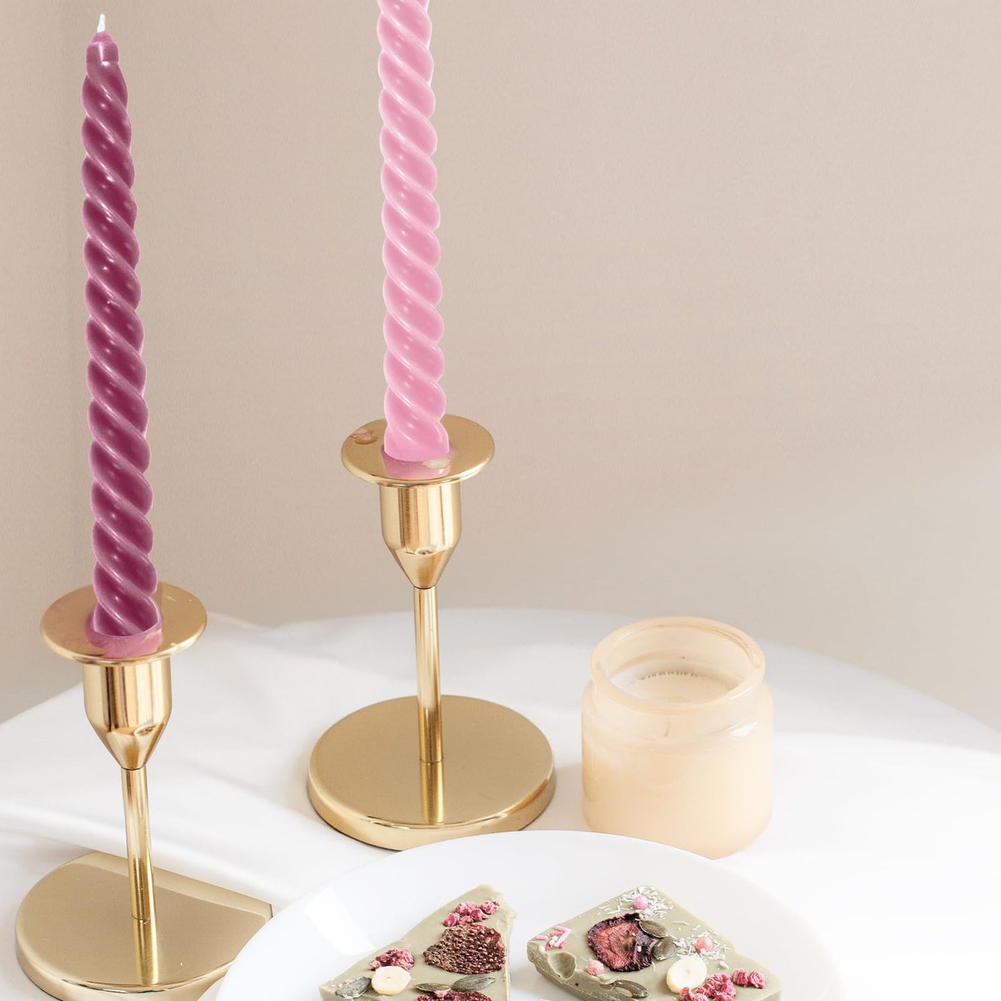 Whaline 8Pcs 10 Inch Gradient Purple Spiral Taper Candles Dripless Twisted Wax Candles Long Unscented Candle Sticks for Wedding Party Home Dining Table Decor