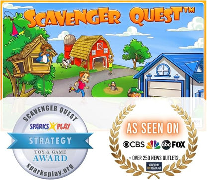 Scavenger Quest Board Game Fun for Kids and Adults 2-4 Players Ages 5+ Skill-Building &amp Educational Family-Friendly Outdoor Themed Seek-and-Find Game.