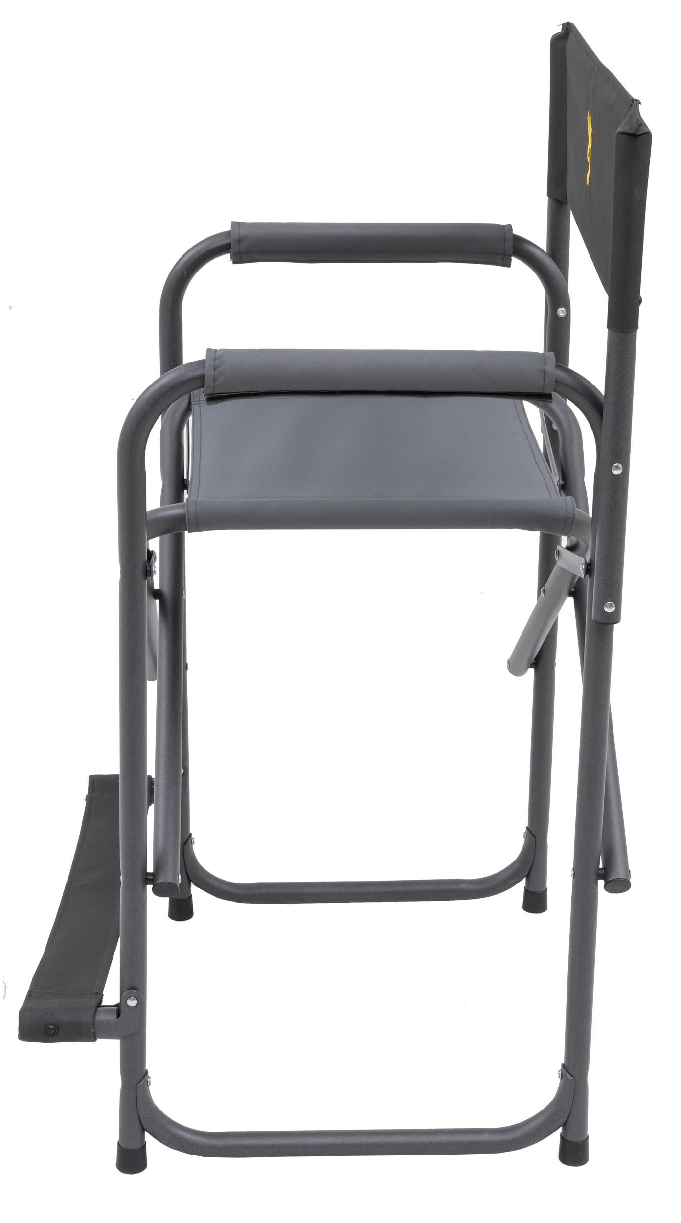 Browning Directors Chair - Outdoor Folding Chairs Made with Durable Fabric and Sturdy Aluminum/Steel Frame, with Extra Tall Seat and Flip-Down Footrest, Regular, Charcoal/Gray