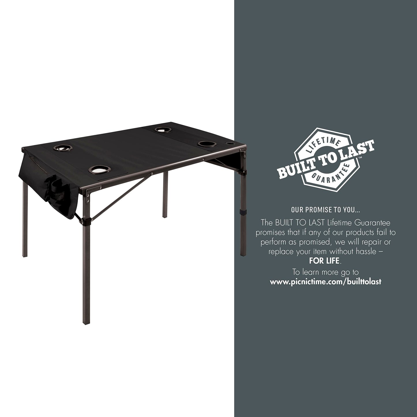 PICNIC TIME NCAA Pittsburgh Panthers Travel Table Portable Folding Table, Camping Table, Outdoor Table with Carry Bag, (Black)