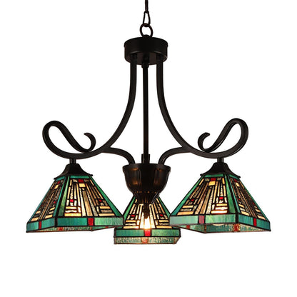 Chloe Lighting Innes Mini Chandelier, 3 Light, Tiffany-Style, Blackish Bronze, 22in Wide, Multicolor, Model CH3T359BM22-DD3
