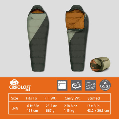 Kelty Cosmic Synthetic Fill 40 Degree Backpacking Sleeping Bag with Compression Straps, Compact and Lightweight (Long (2025))