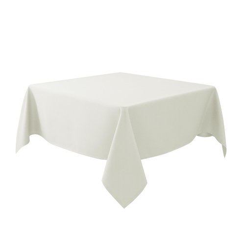 Biscaynebay Textured Fabric Square Tablecloths 54x54 Inches, Ivory Water Resistant Spill Proof Table Cloth Small Card Folding Table Covers for Dining, Kitchen, Wedding and Parties Machine Washable