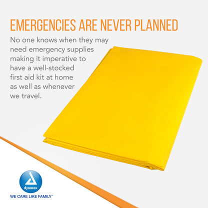 Dynarex Emergency Highway Blanket - Premium, Disposable and Water Repellent, Provides Full Coverage, Highly Visible for Safety, Yellow, 54” x 80”- 1 Case of 25 Emergency Highway Blankets