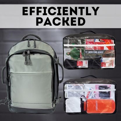 Emergency Zone Stealth Tactical 2-Person, 72-Hour Emergency Survival Kit, Wilderness Survival Gear, Waterproof & First Aid, Food & Water, Ready for Earthquake, Wildfires, Disaster Preparedness