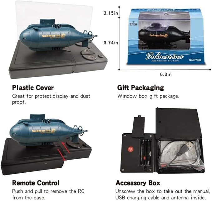 YEIBOBO ! 6 Channels Mini RC Submarine Toy (Black)